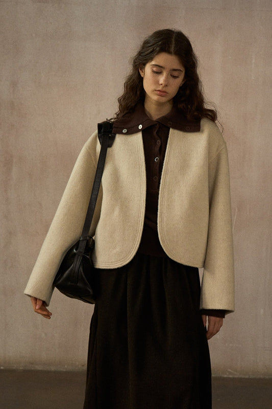 Wool-alpaca structured fit cropped jacket | 4 color