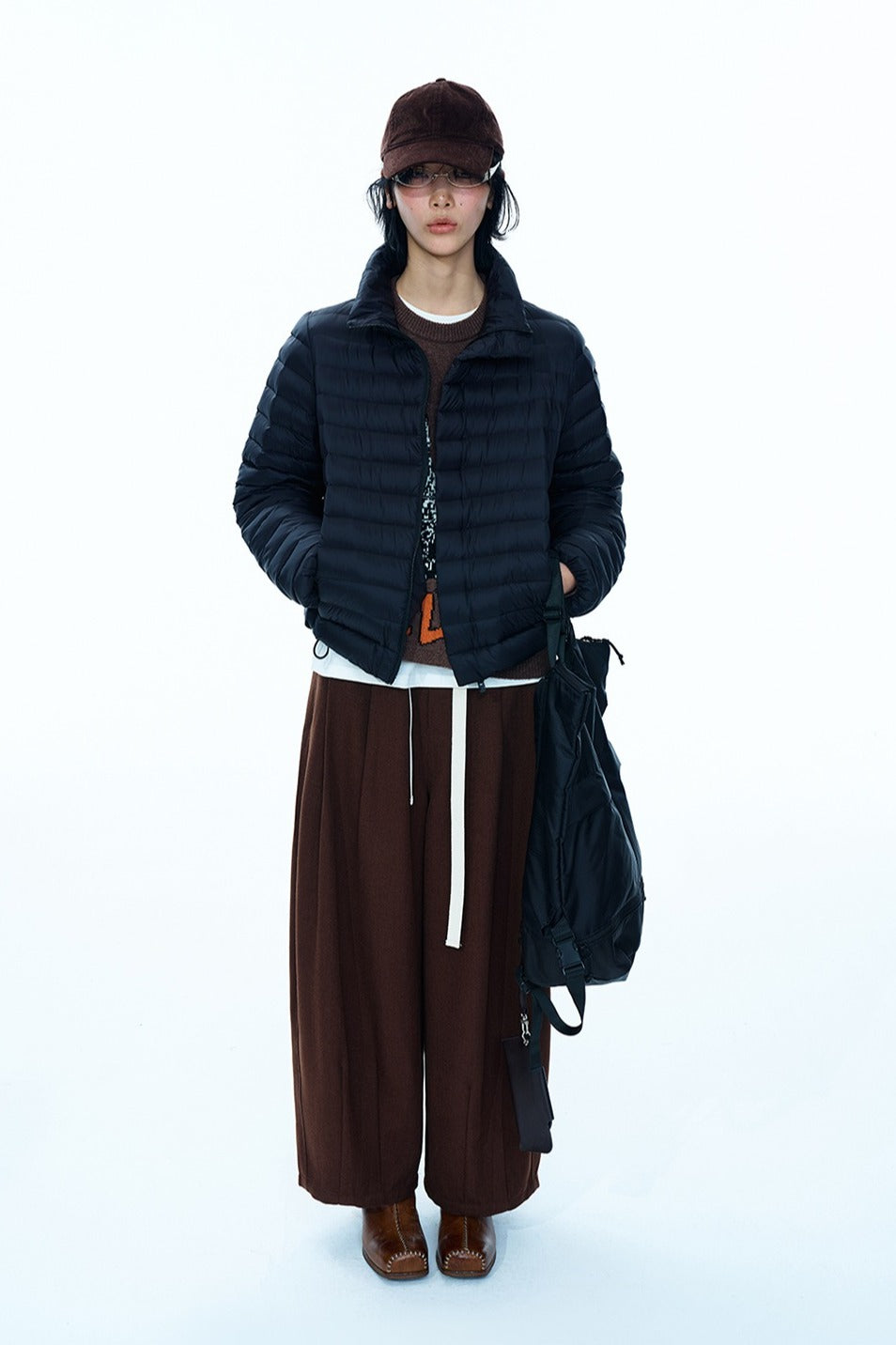 Relaxed fit banana shape cropped casual pants | 4 color