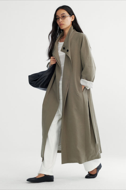 Minimalist style drape trench coat | 2 color