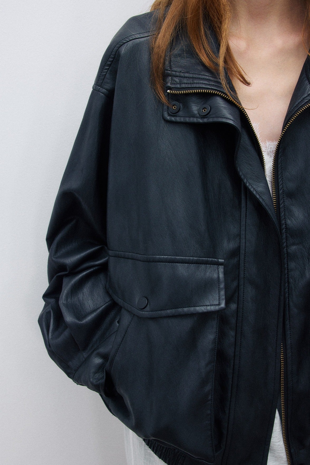Relaxed-fit soft PU coating jacket | 3 color