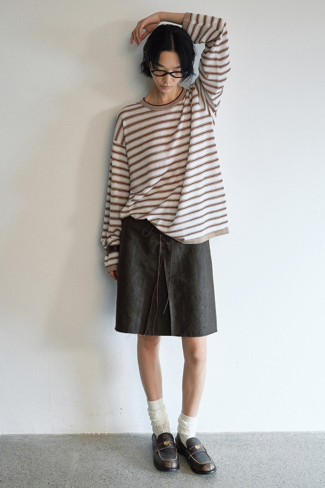 Wool blend oversized striped knitwear | 5 color