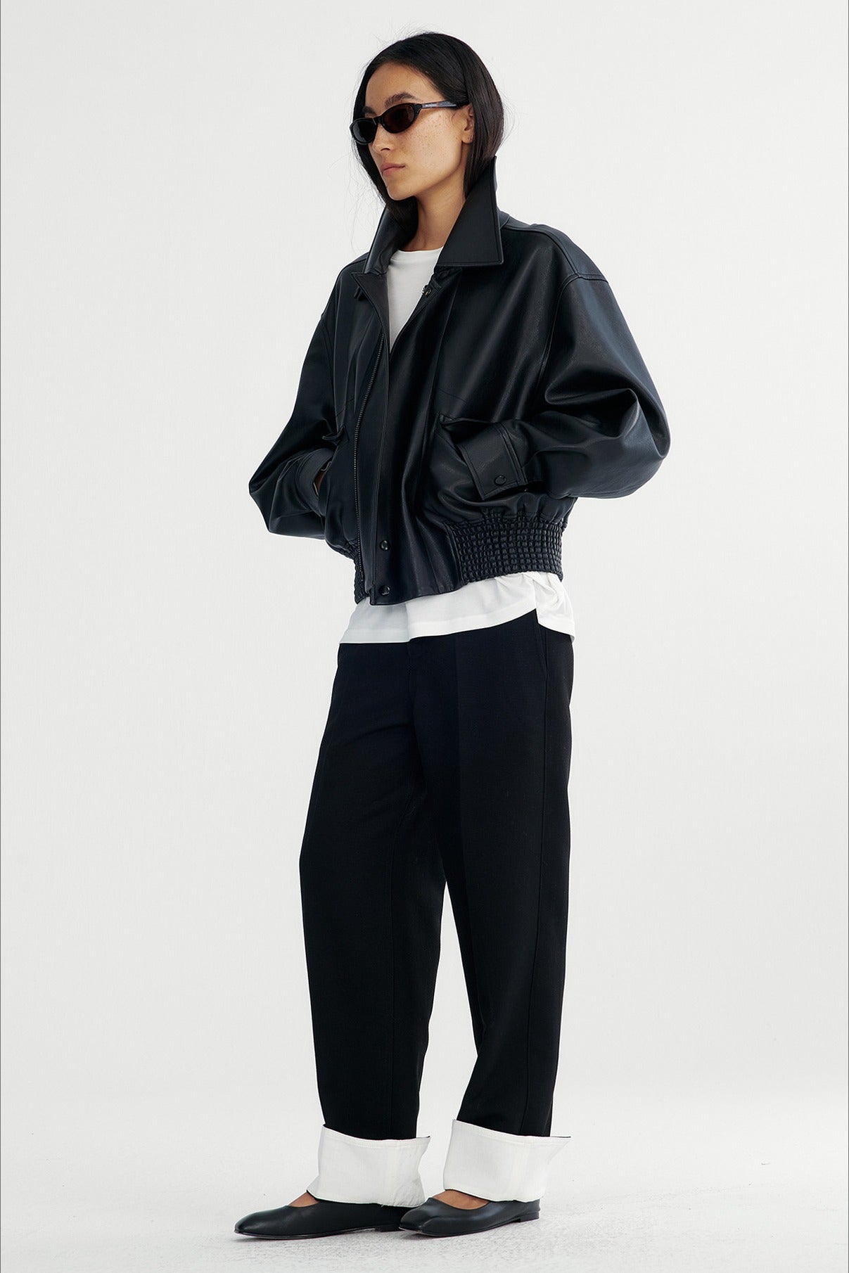 PU silhouetted retro style jacket | 2 color