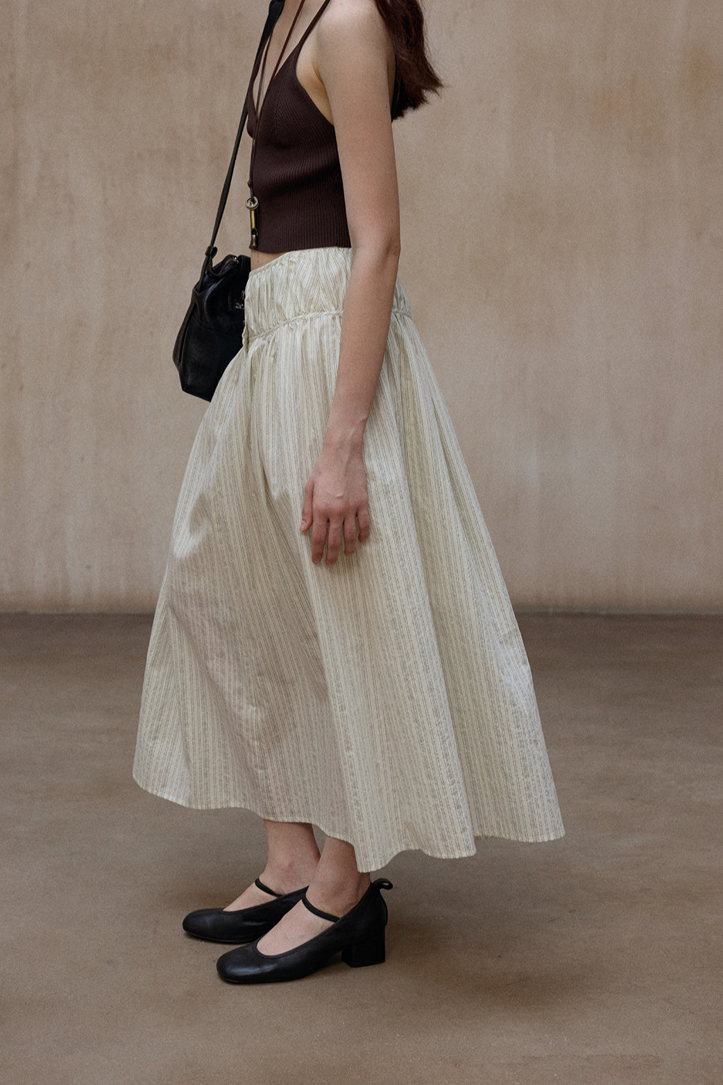 Cotton blend A-line striped design skirt | 3 color