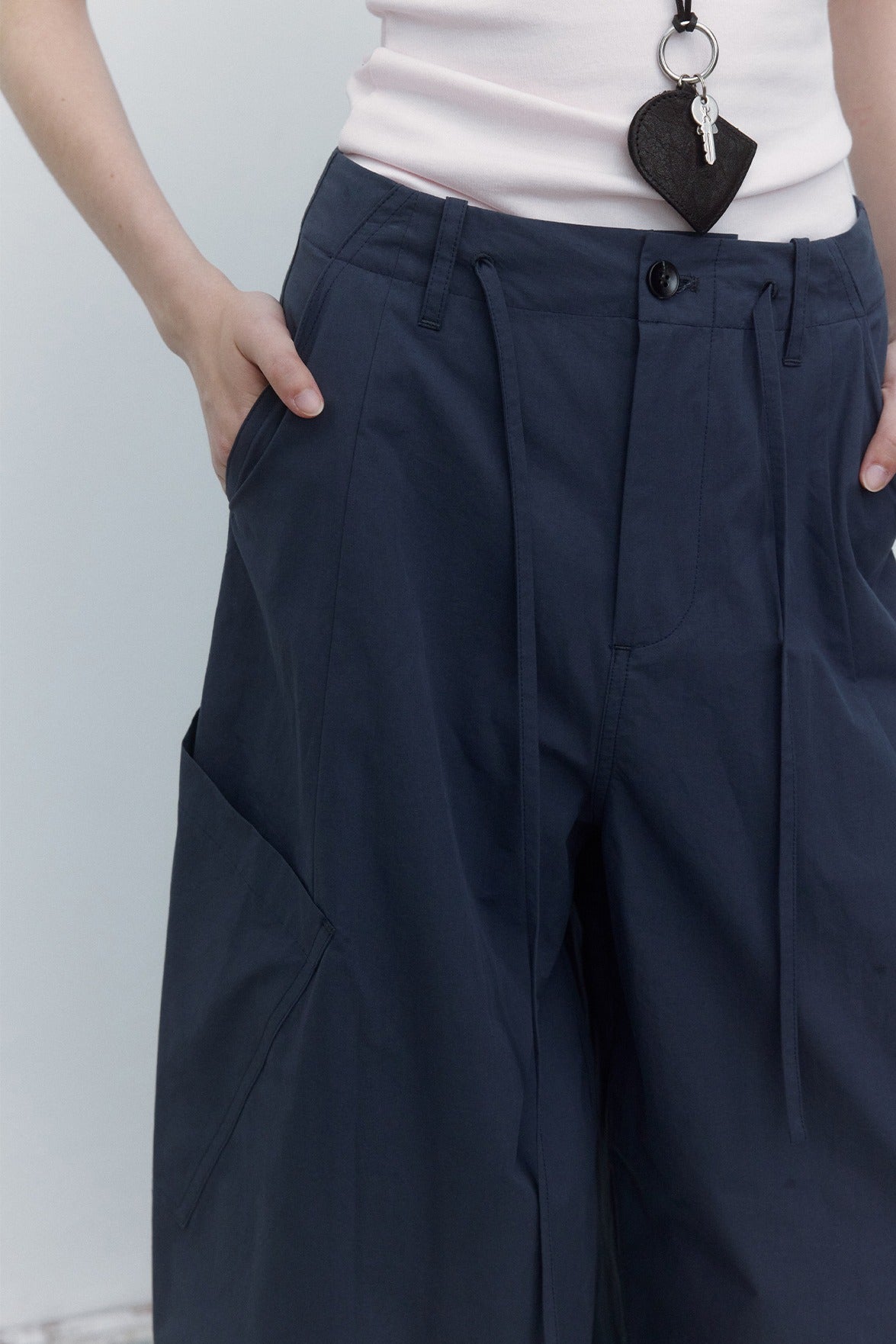 100% cotton high-rise balloon pants with side patch pockets | 4 color