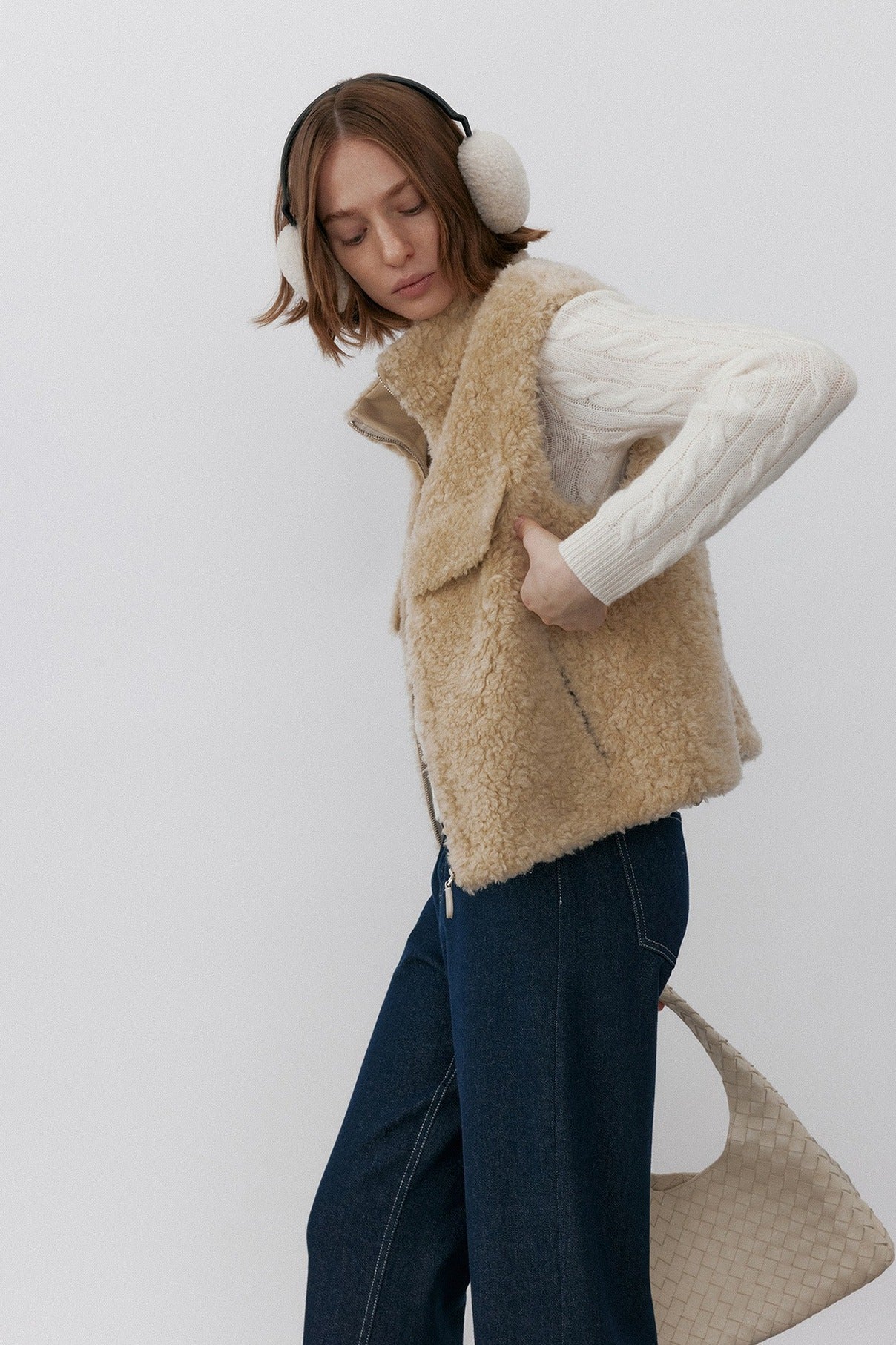 100% wool plush feel warm vest | 2 color