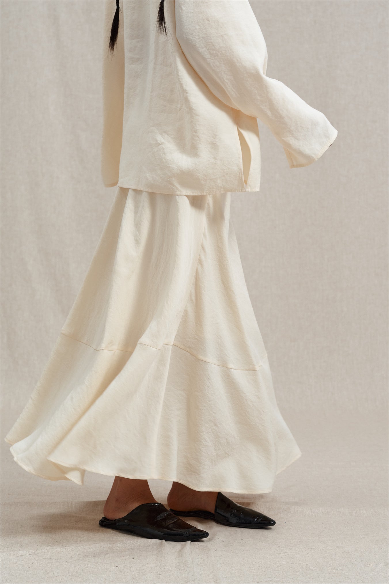 Rayon blend patchwork fishtail skirt