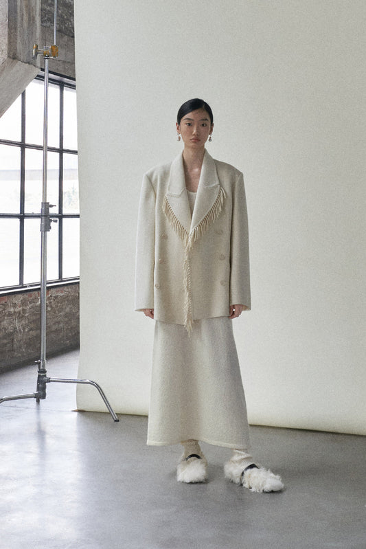 Veste de costume à pompons et ceinture en 100 laine