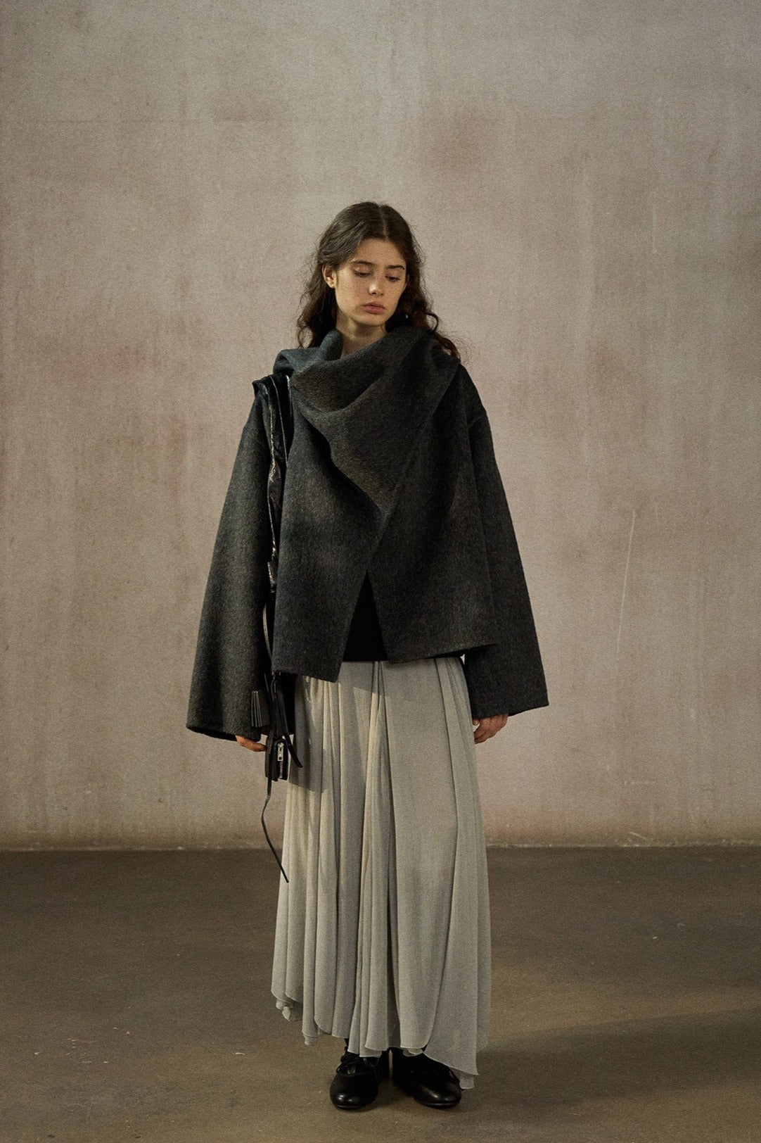 Wool-silk-angora double-faced jacket scarf collar | 4 color