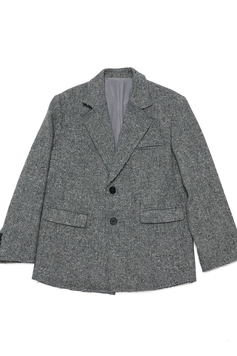 Wool riched structured sharp tweed blazer jacket | 2 color