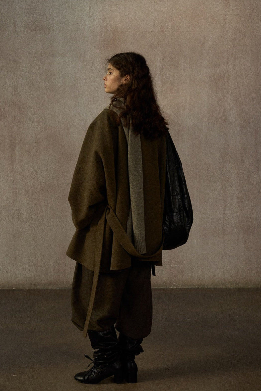 Wool blend batwing silhouette relaxed fit jacket | 2 color