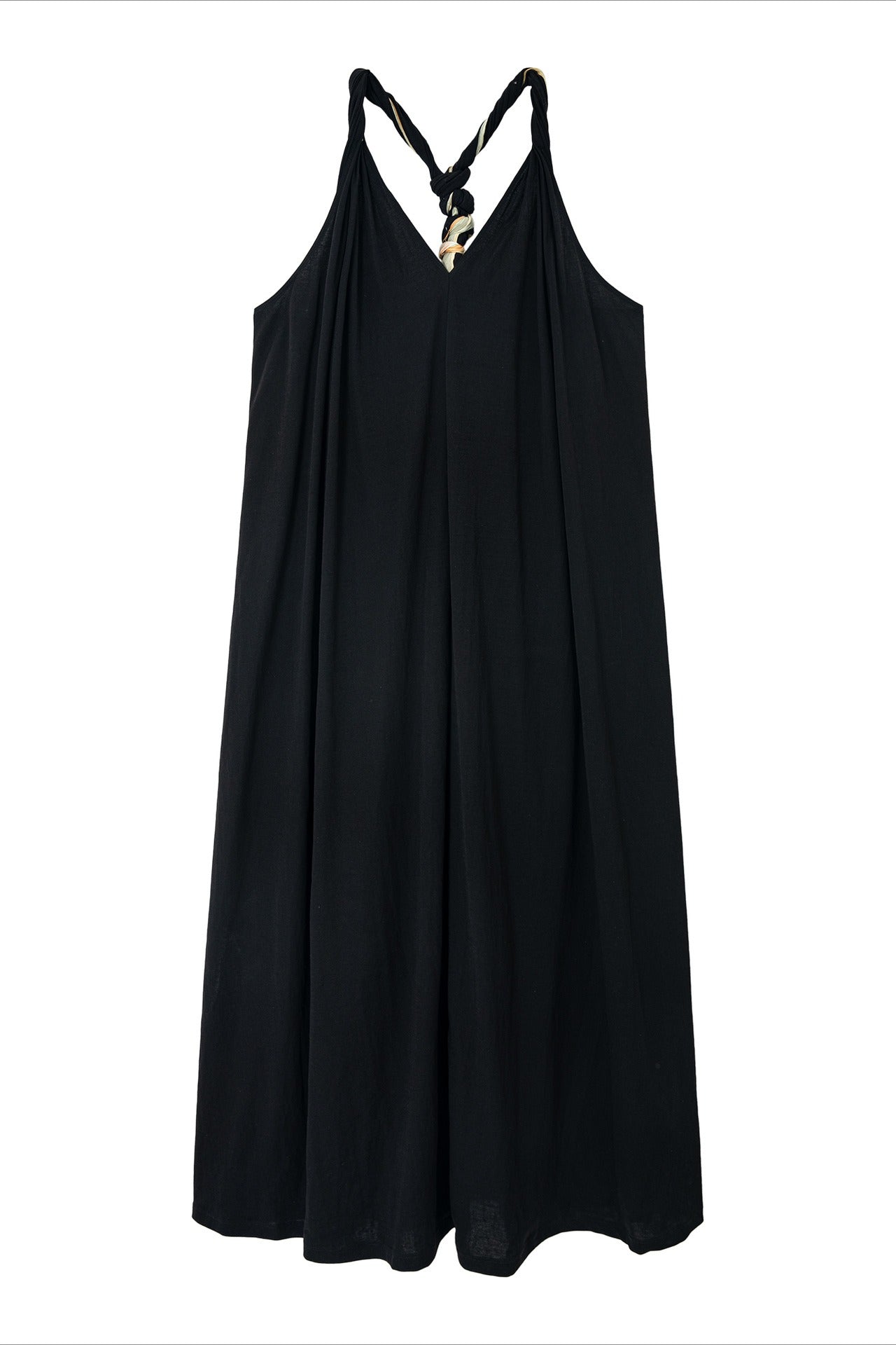 Cotton blend twisted ribbon backless dress | 3 color