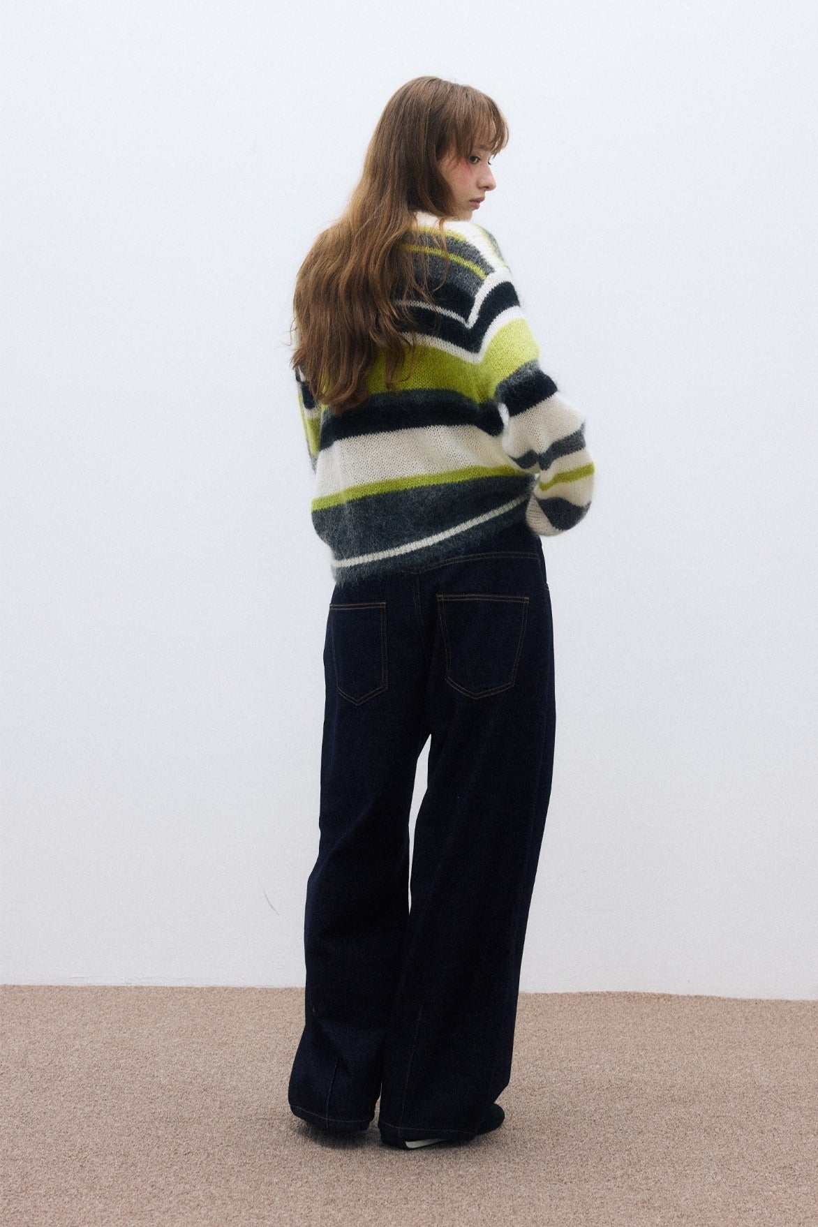 Cotton blend vintage style balloon-fit jeans | 2 color