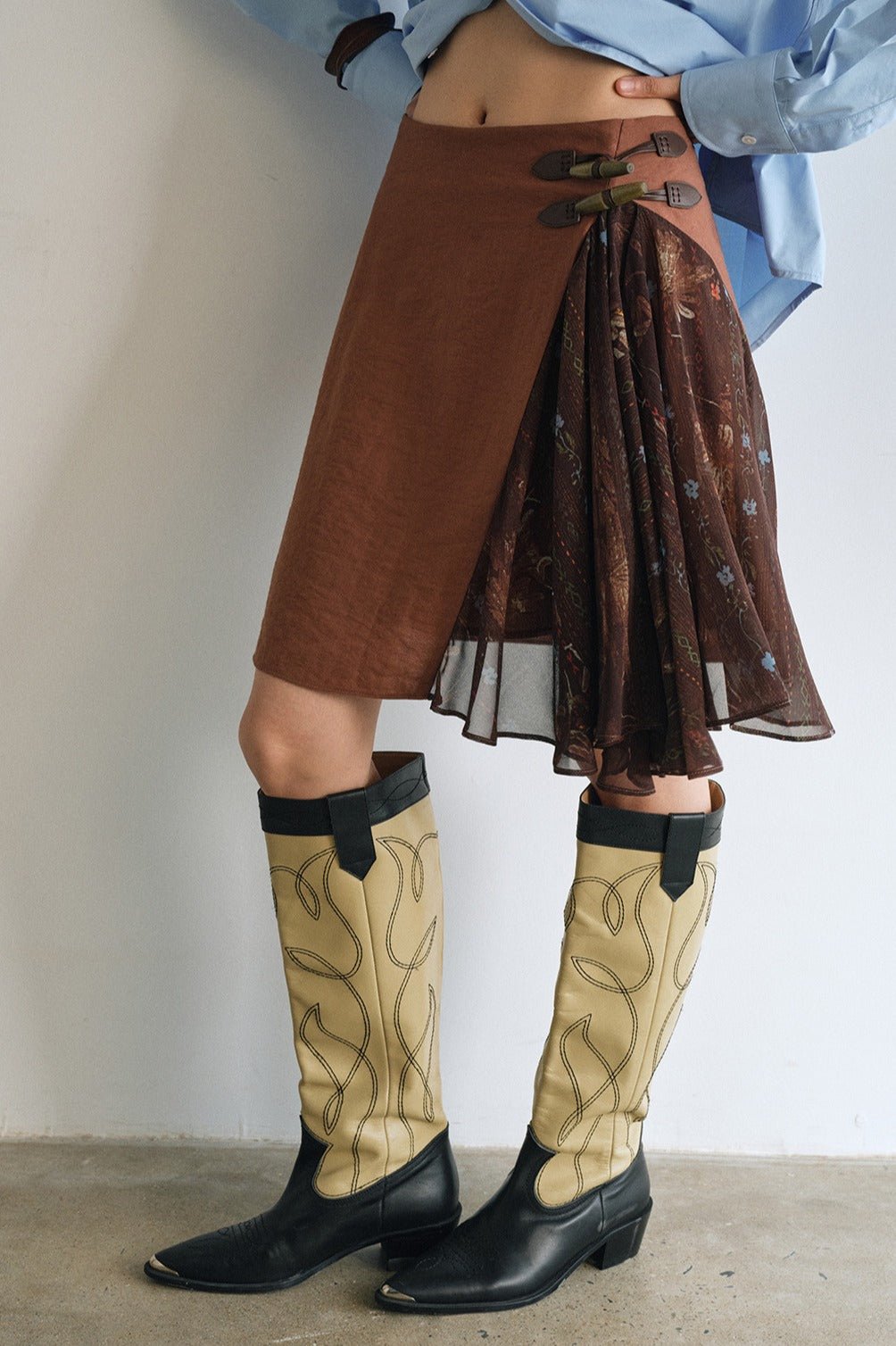 Viscose blend retro style street-ready skirt | 2 color