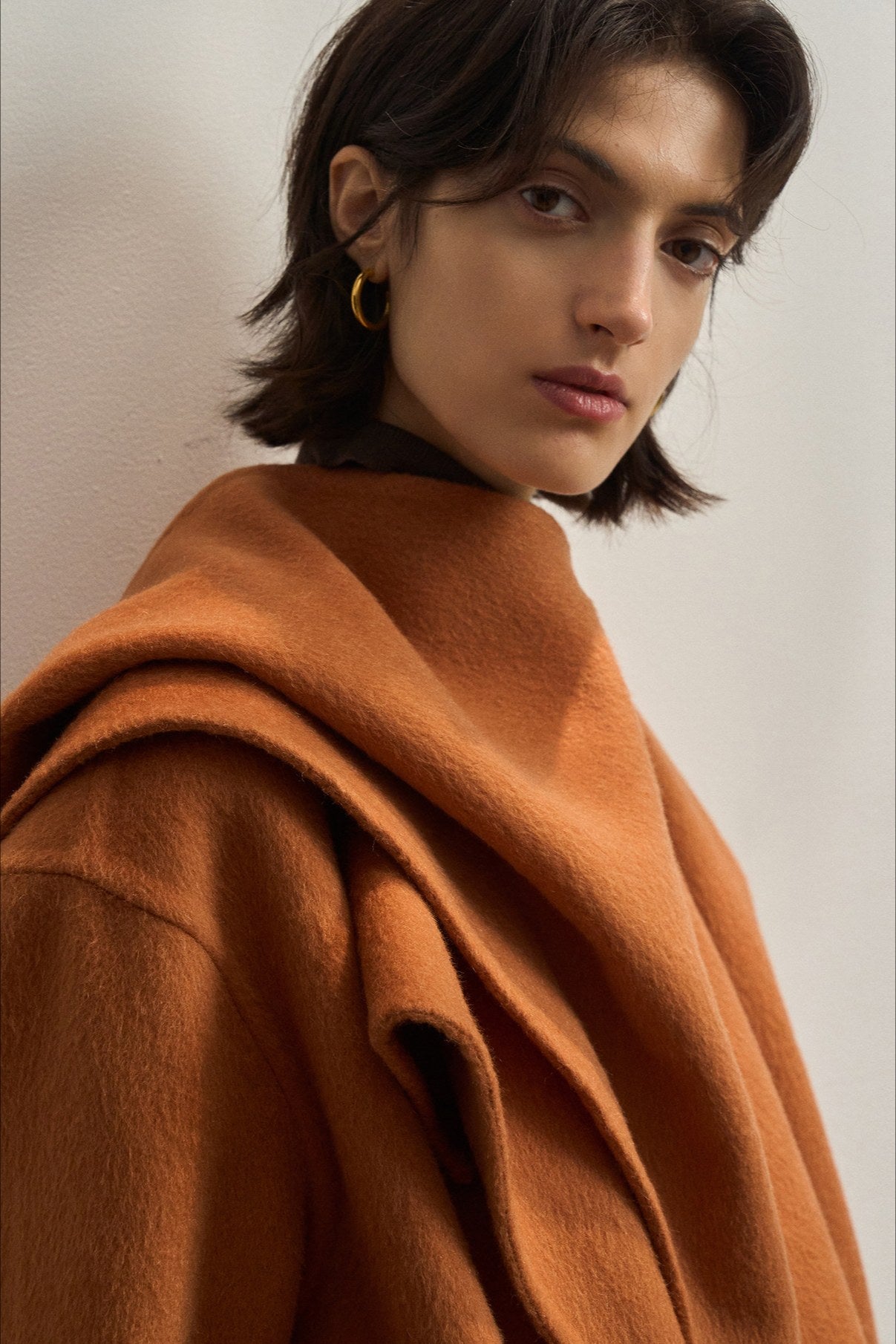 100% wool cape-style shawl collar coat | 4 color