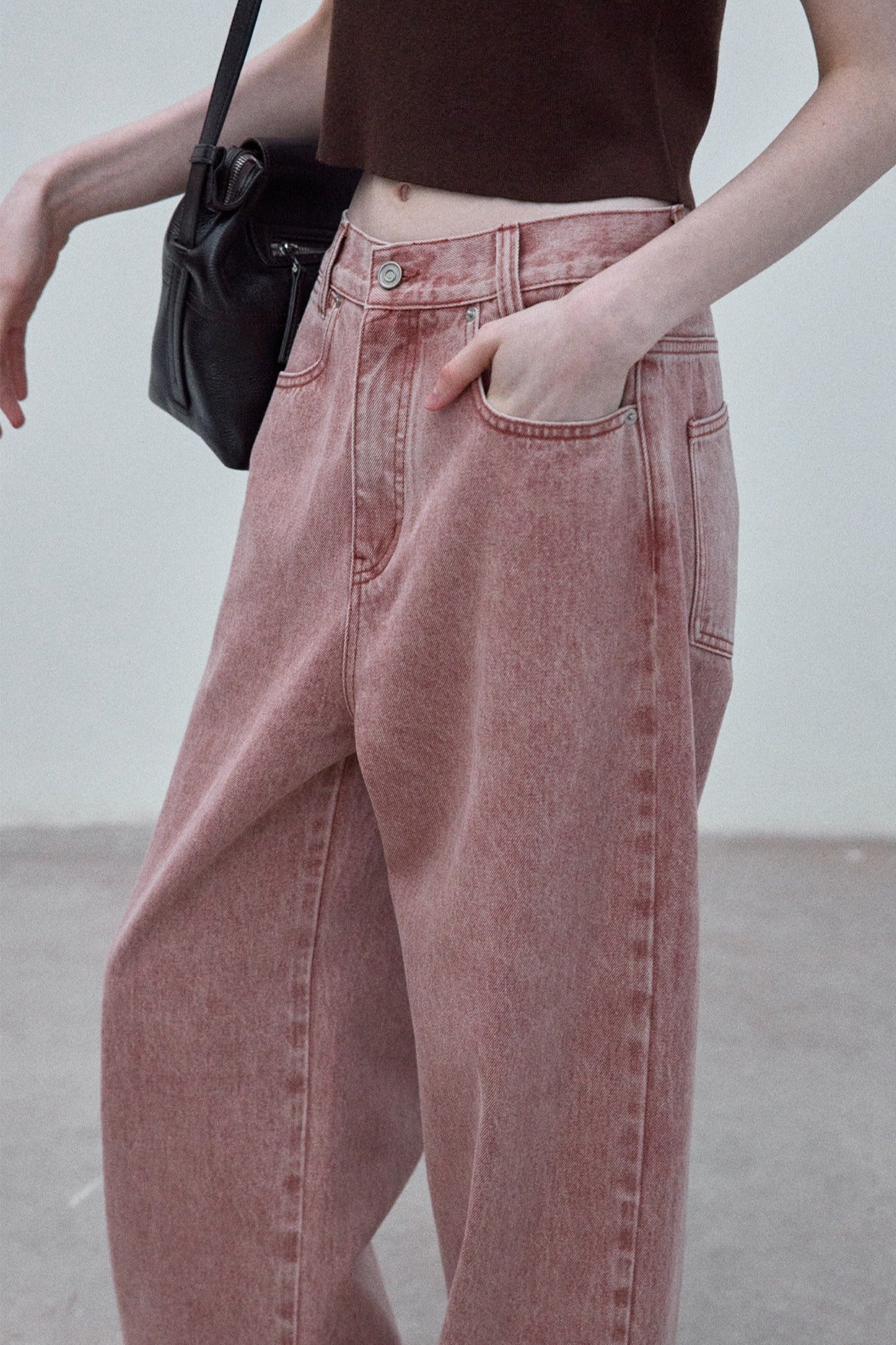 100% cotton straight wide-leg jeans | 2 color