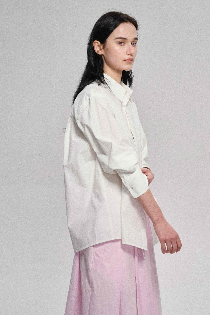 Chemise oversize à bords bruts 100 % coton