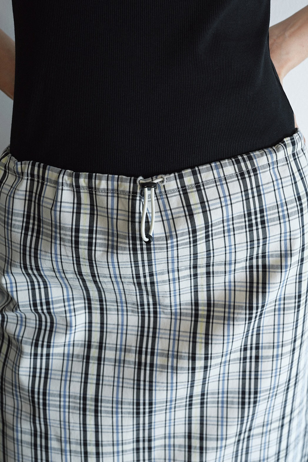 100% cotton check pattern straight skirt | 2 color
