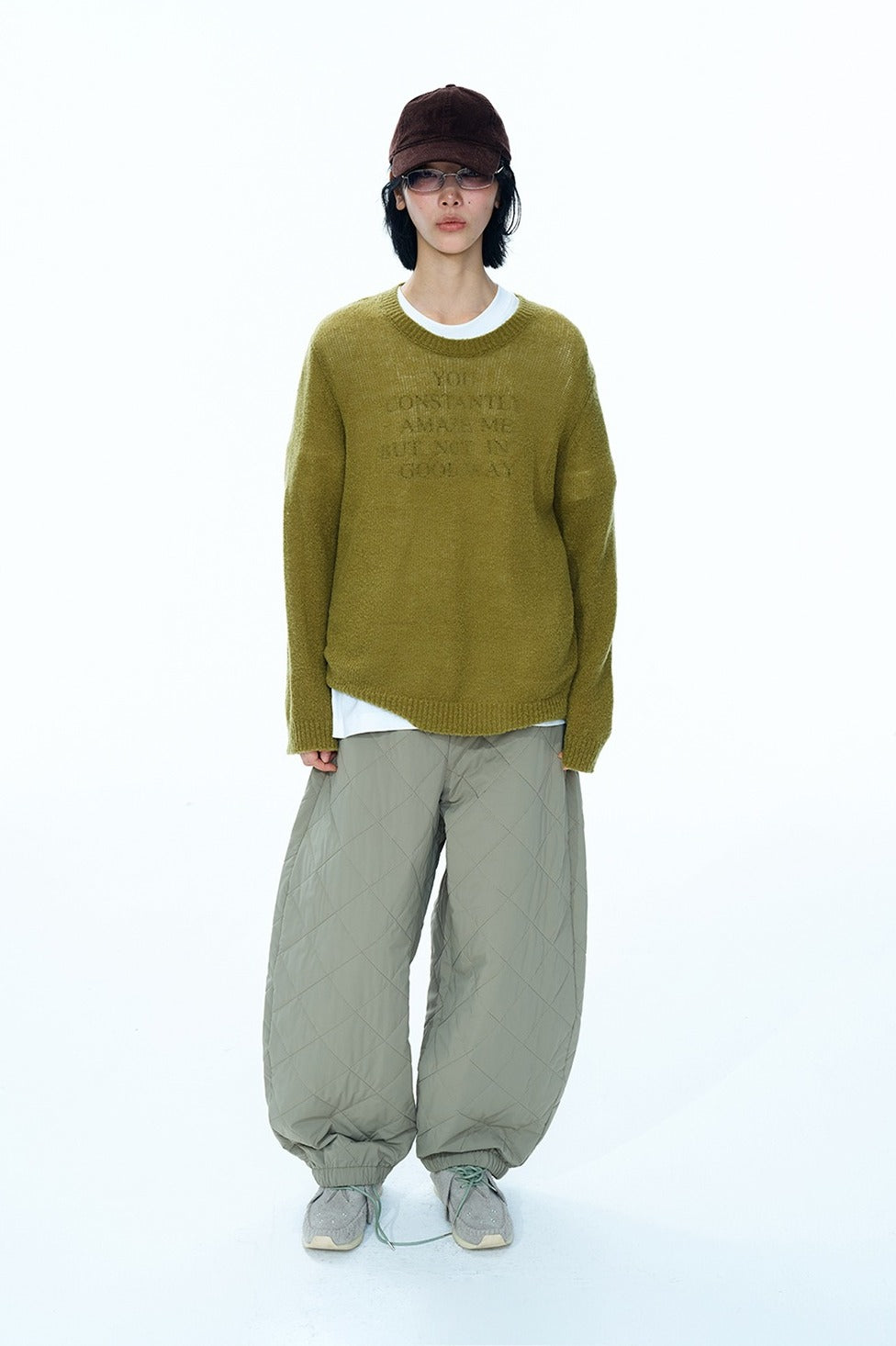 Wool-cotton filling cozy quilted loose pants | 4 color