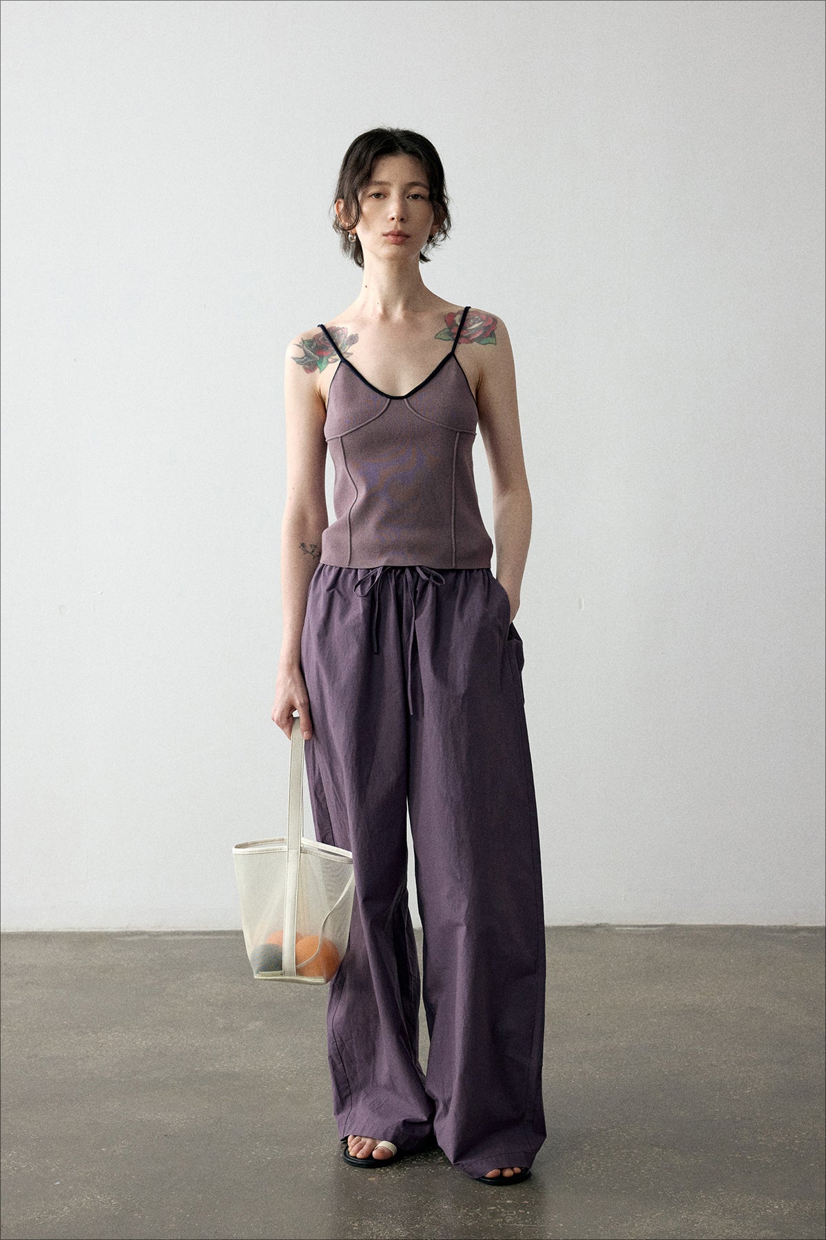 100% cotton crisp feel peplum waist pants | 4 color