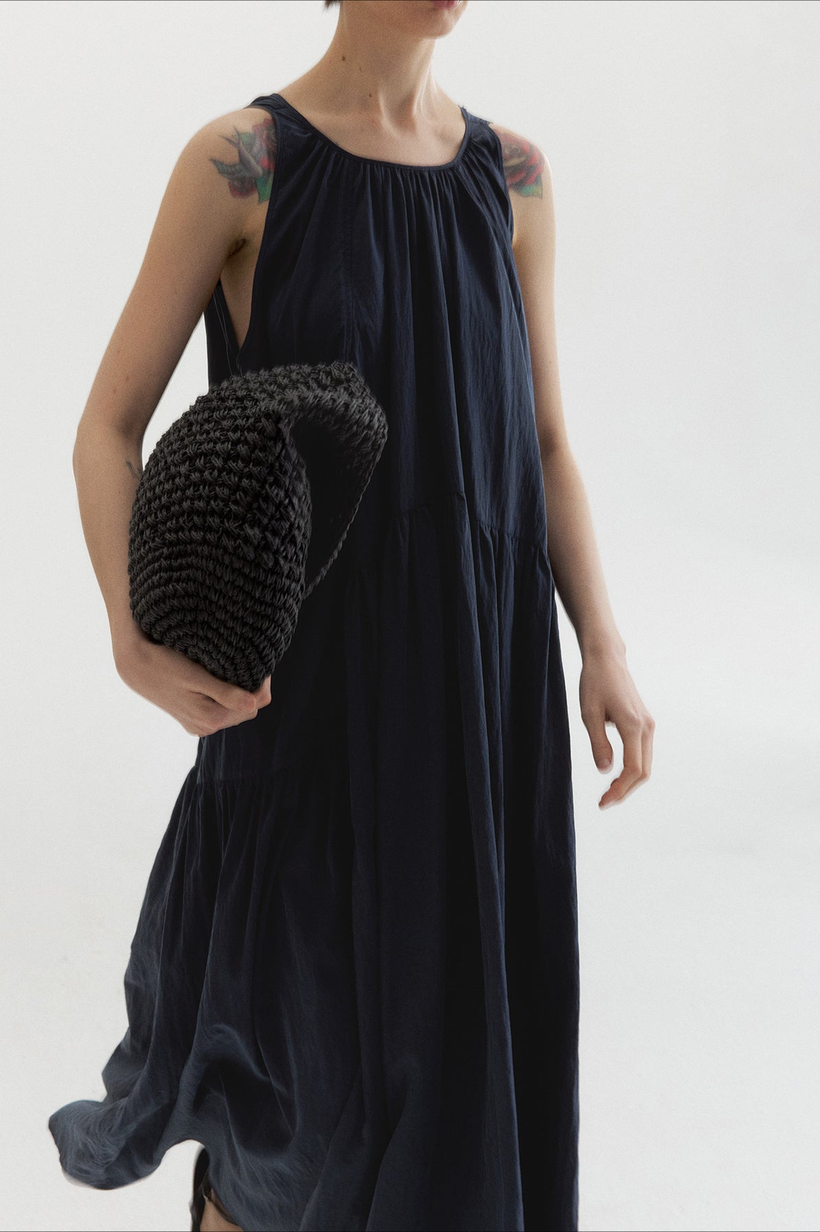 Lyocell blend voluminous airy maxi sleeveless dress | 4 color