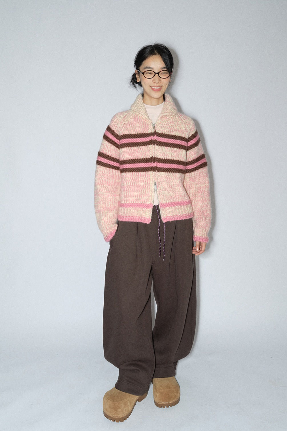 100% wool chunky marled knit sweater cardigan | 2 color