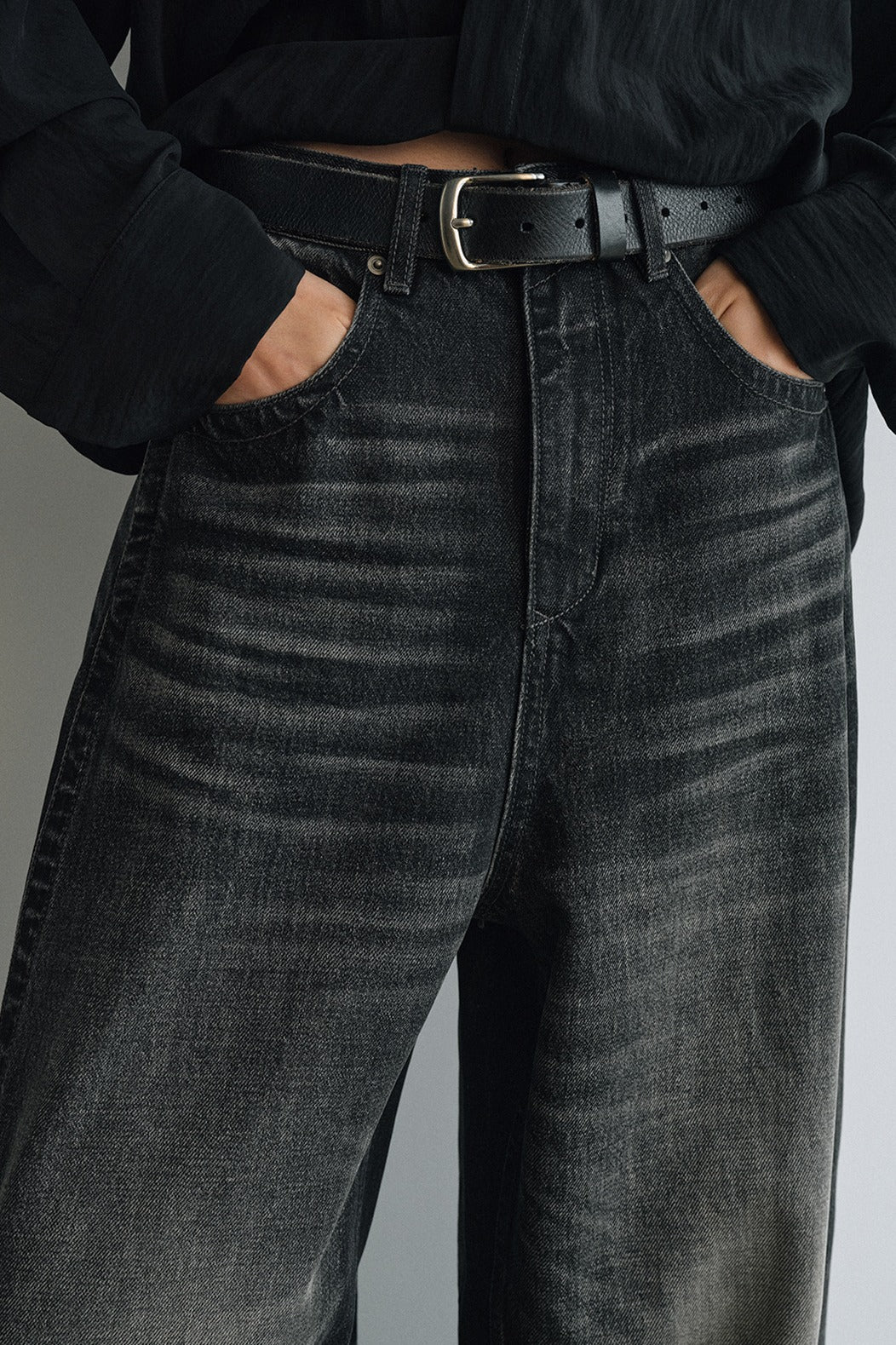 100% cotton vintage wash banana cut jeans | 3 color