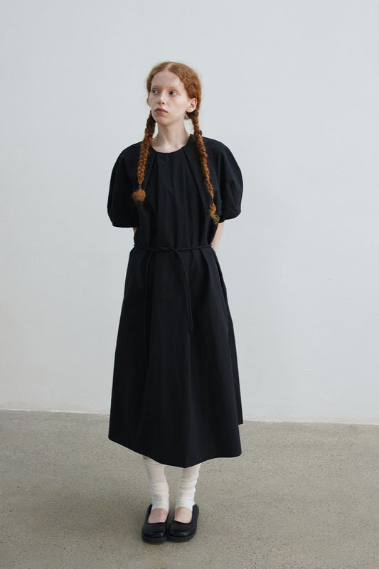 Robe longue trapèze en coton mélangé et lin | 3 couleurs