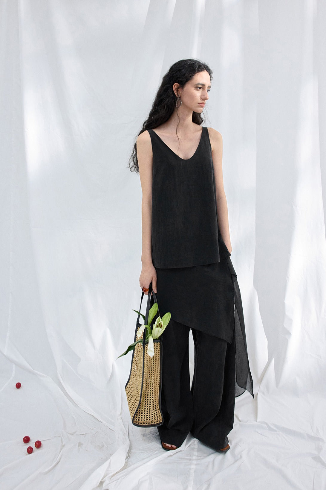 Lyocell elastic waist soft wide-leg pants | 4 color