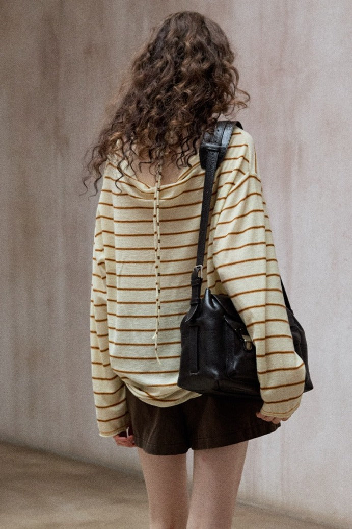 Wool blend lightweight loose-fit striped knitwear | 4 color