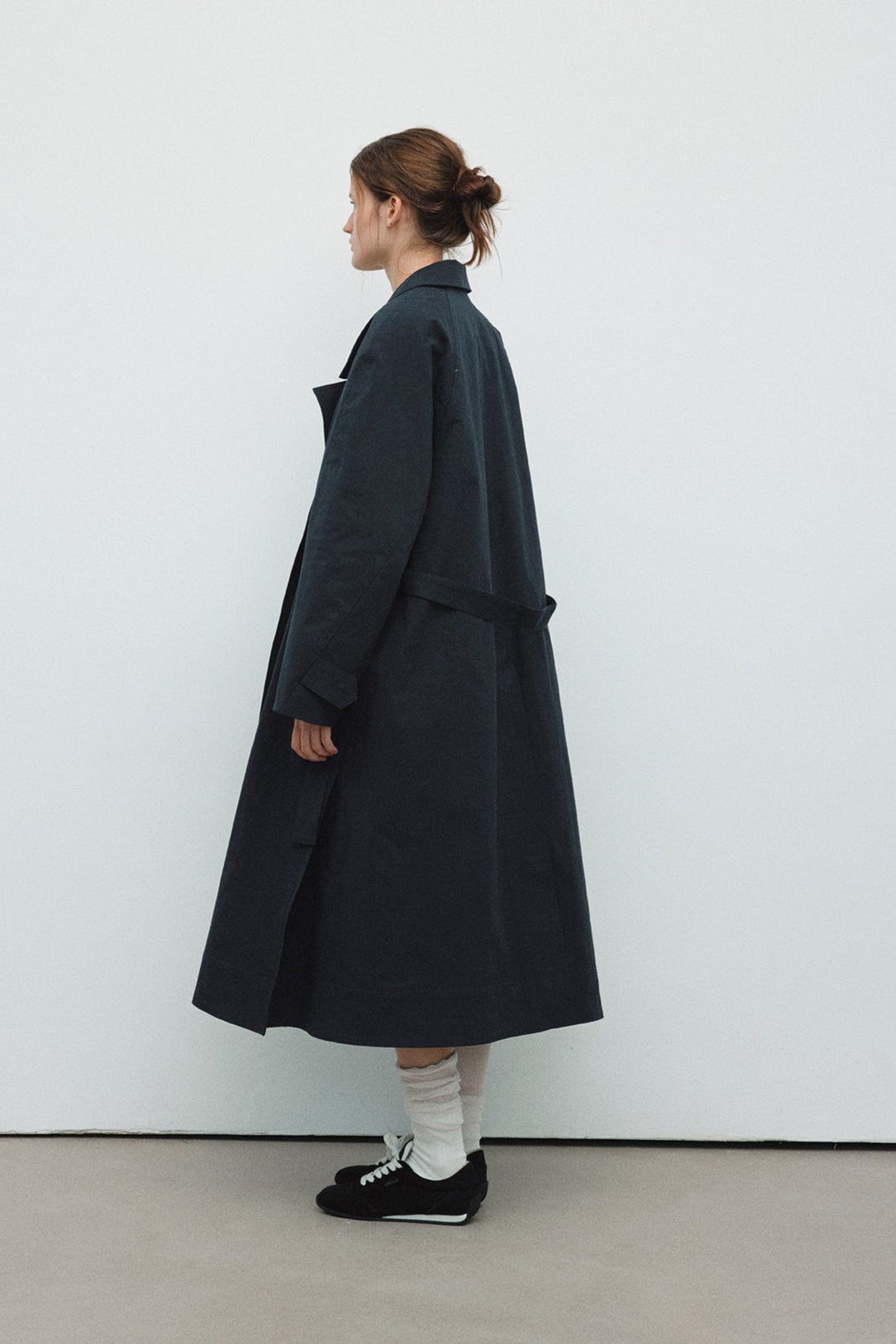 Cotton blend minimalist loose fit trench coat | 2 color