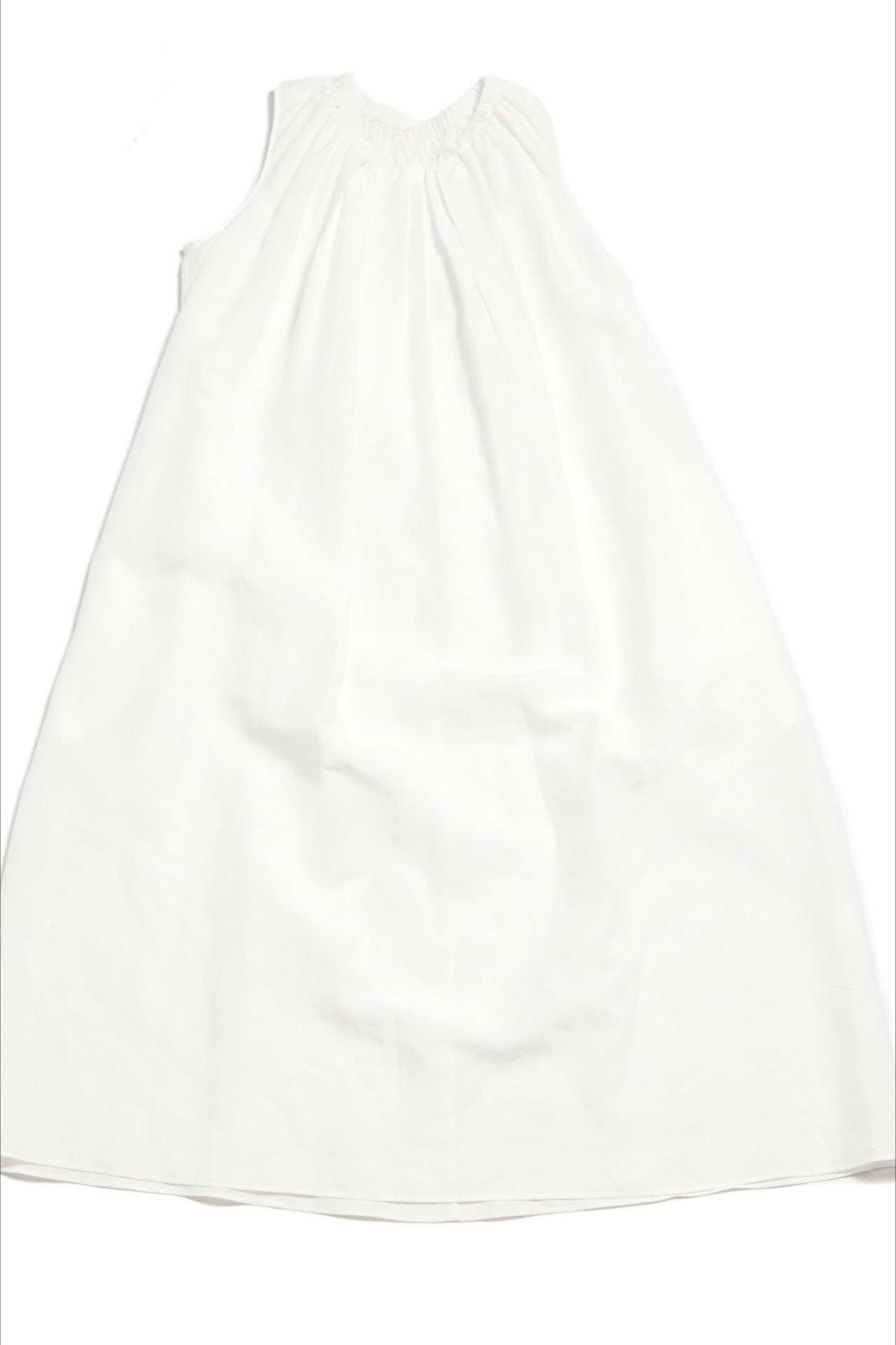 Lyocell blend pleated neck sleeveless dress | 3 color