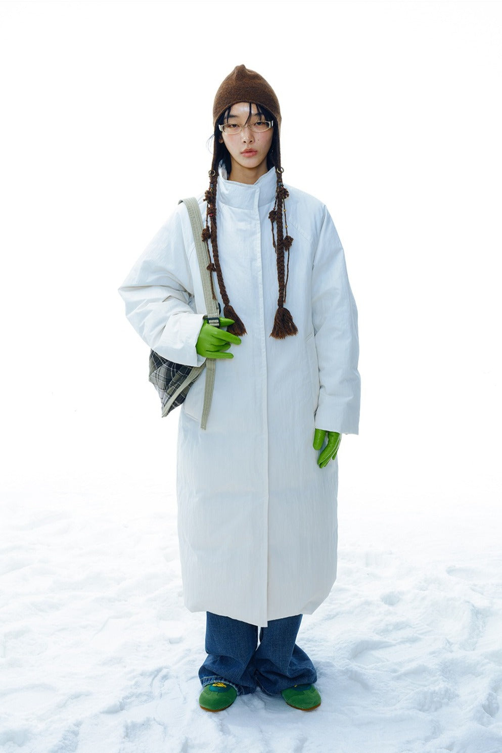 Paper-like textured stand-collar down coat | 3 color