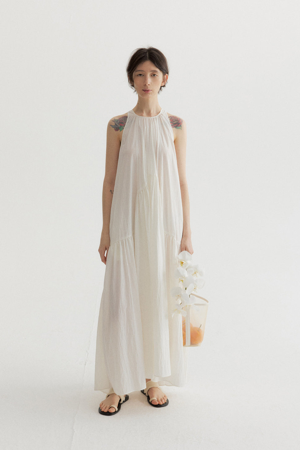 Lyocell blend voluminous airy maxi sleeveless dress | 4 color