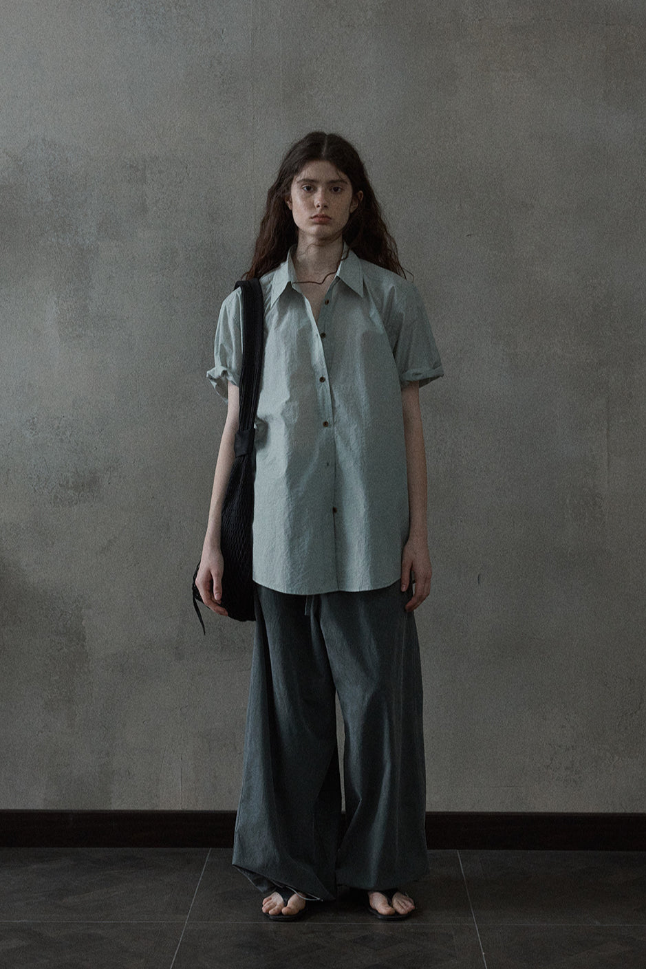 Cotton blend rumpled feel rolled sleeves shirt | 3 color