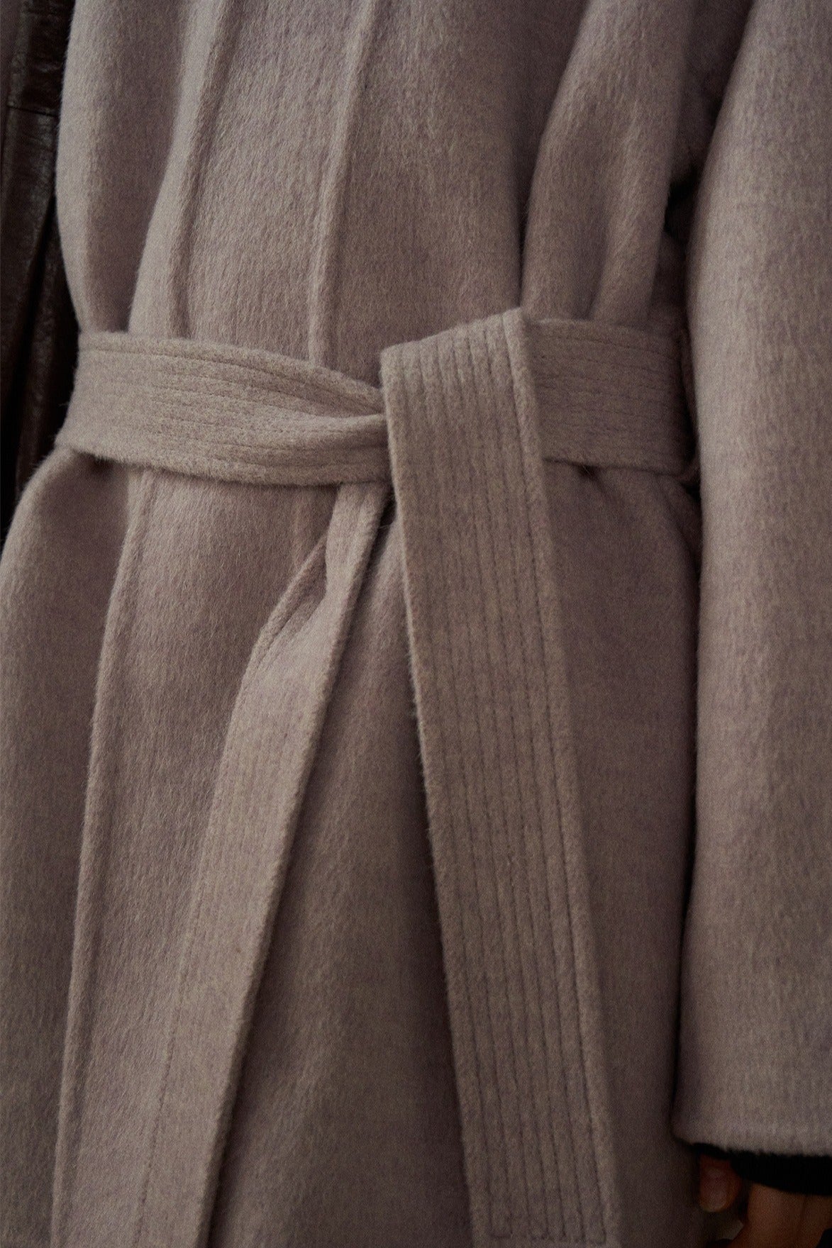 Wool-silk-angora double-faced fabric robe stule coat | 3 color