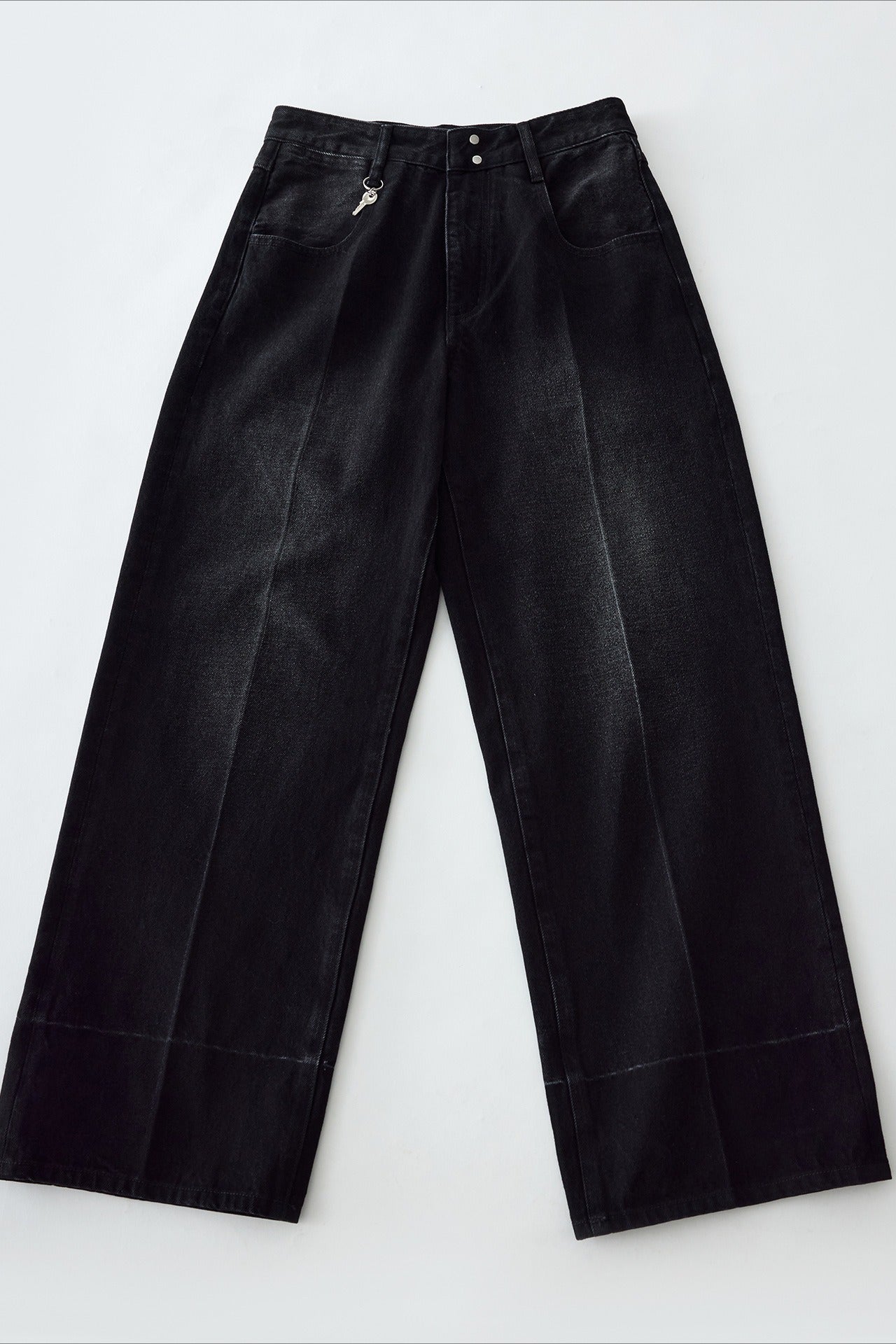 100% cotton straight-leg seams washed jeans | 2 color