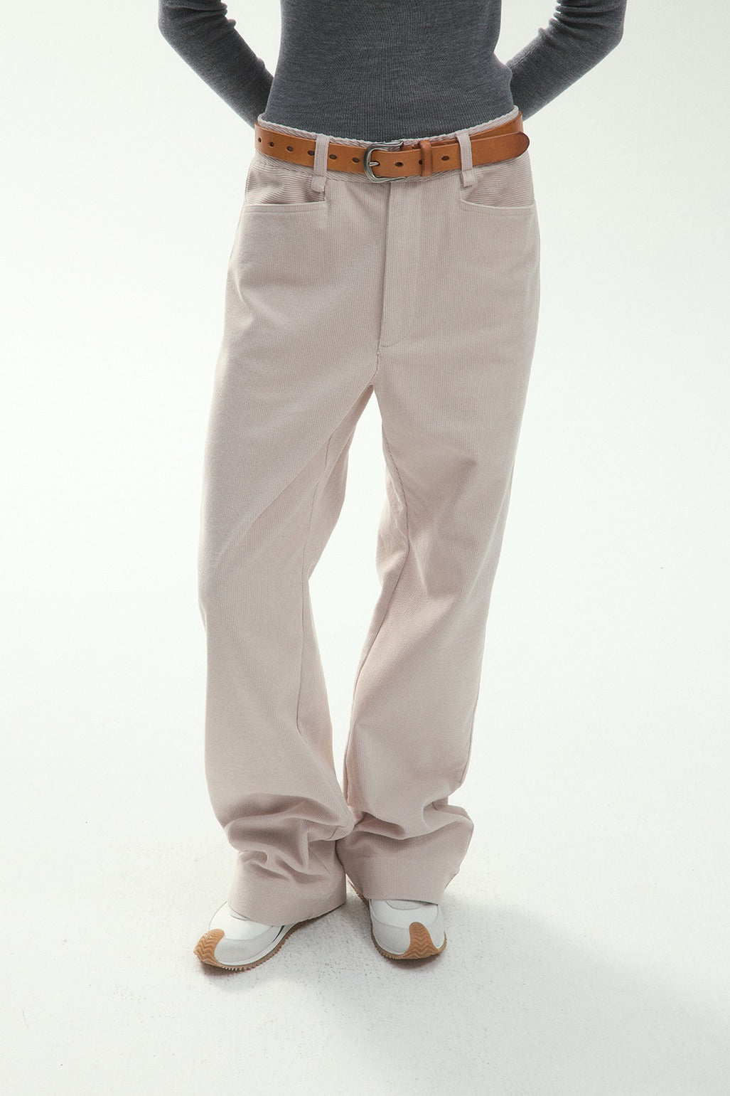 Cotton blend straight-leg corduroy pants | 3 color