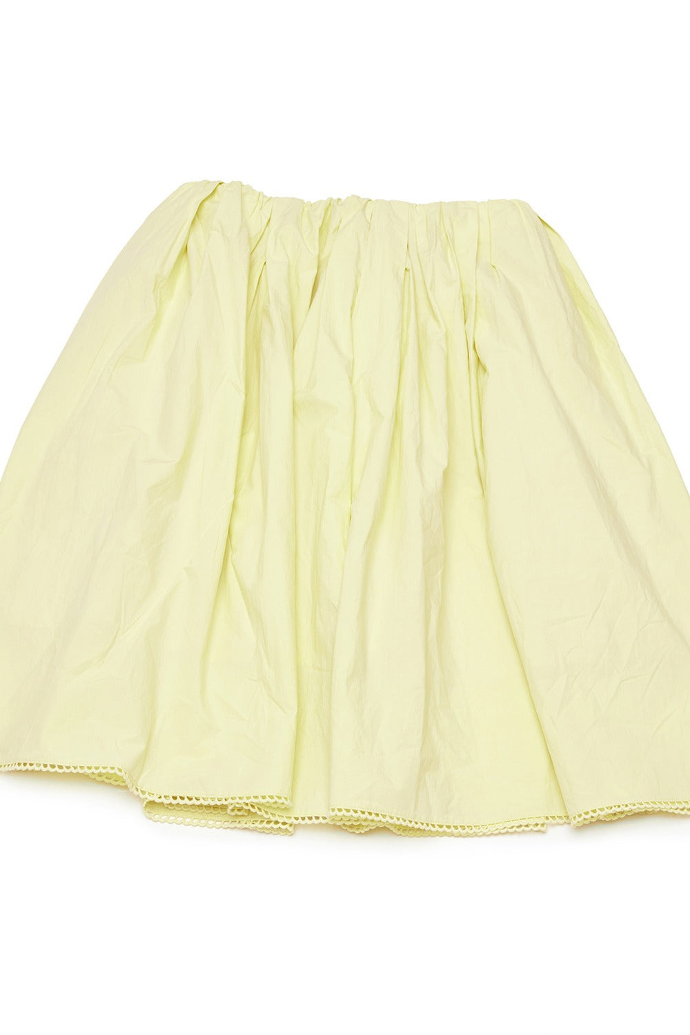 Textured cotton midi skirt with lace trim | 4 color