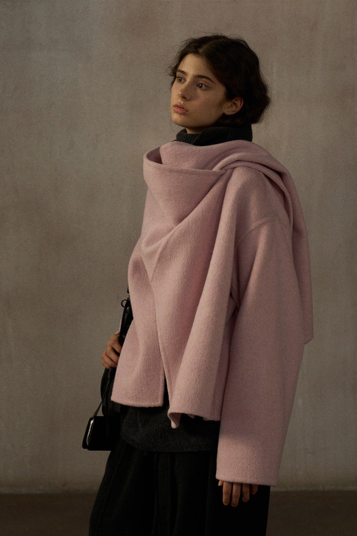 Wool-silk-angora double-faced jacket scarf collar | 4 color