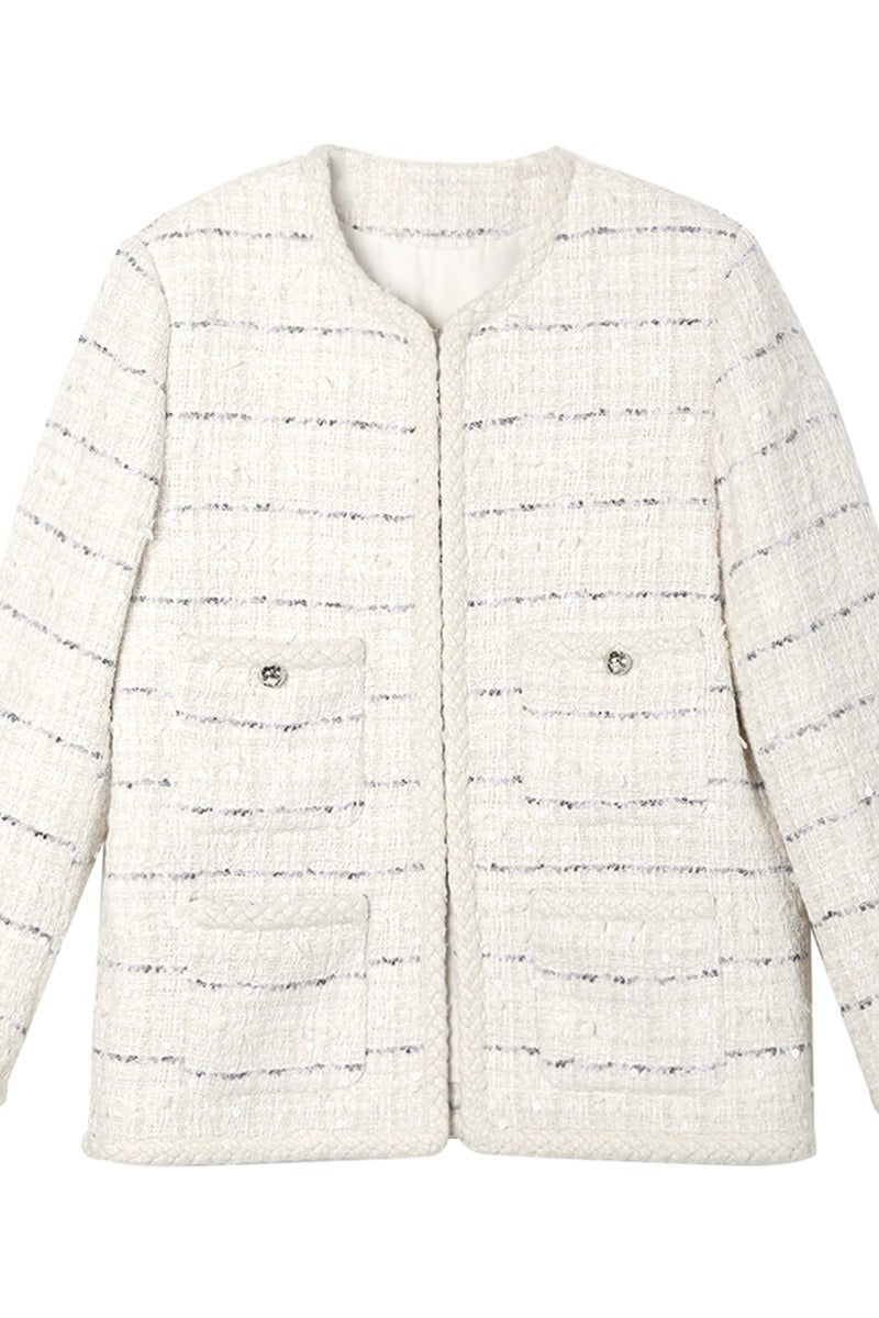Wool blend elegant tweed jacket