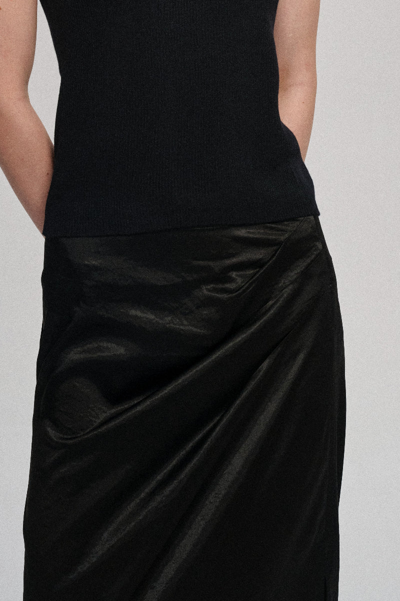 Acetate blend lustrous skirt