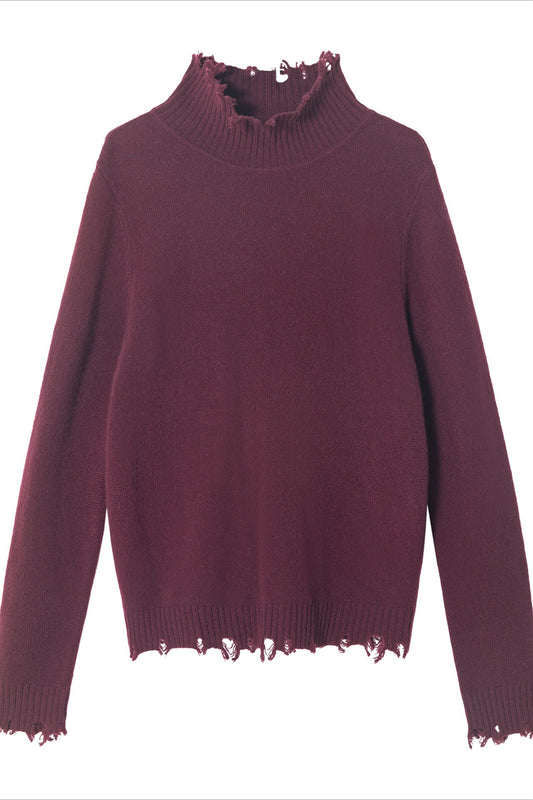 Suéter informal con borde sin rematar, 100 % lana de oveja | 5 colores