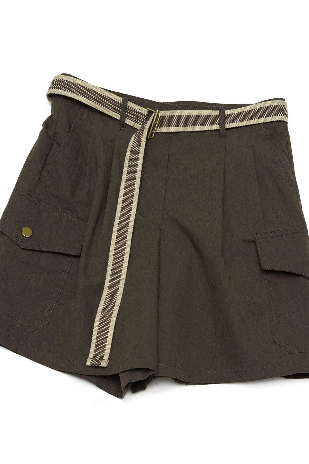 Cotton blend pockets shorts with a belt | 3 color
