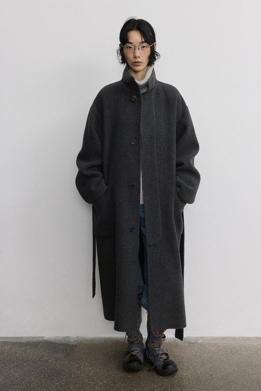 Manteau minimaliste en tissu double face 100 % laine de mouton | 2 couleurs