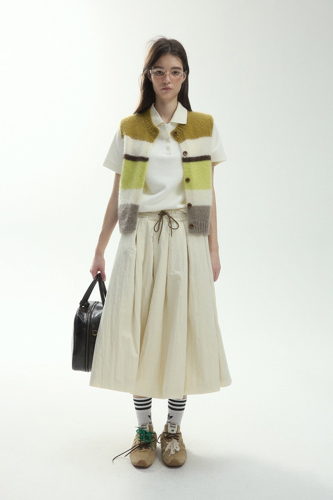 Jupe décontractée en mélange de coton à texture froissée | 2 couleurs