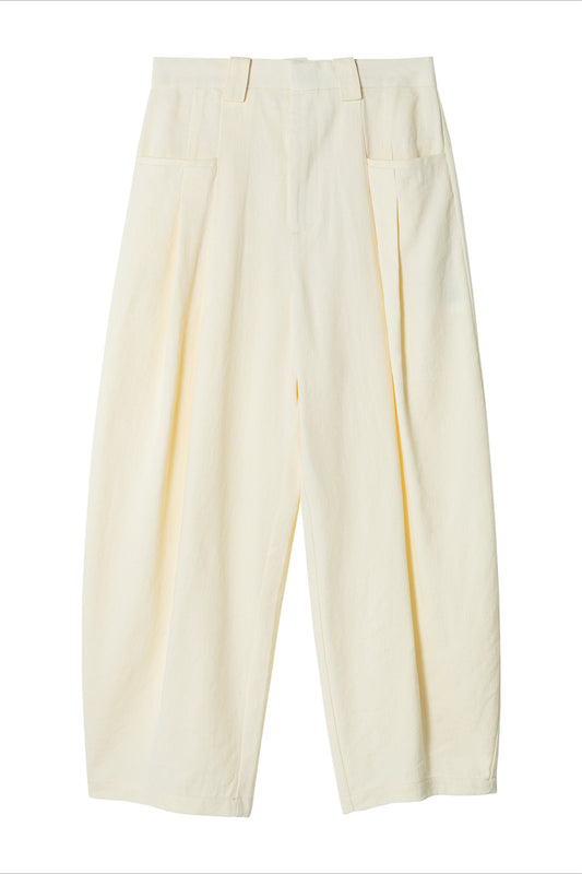 Pantalon décontracté à jambes larges en lin mélangé | 3 couleurs