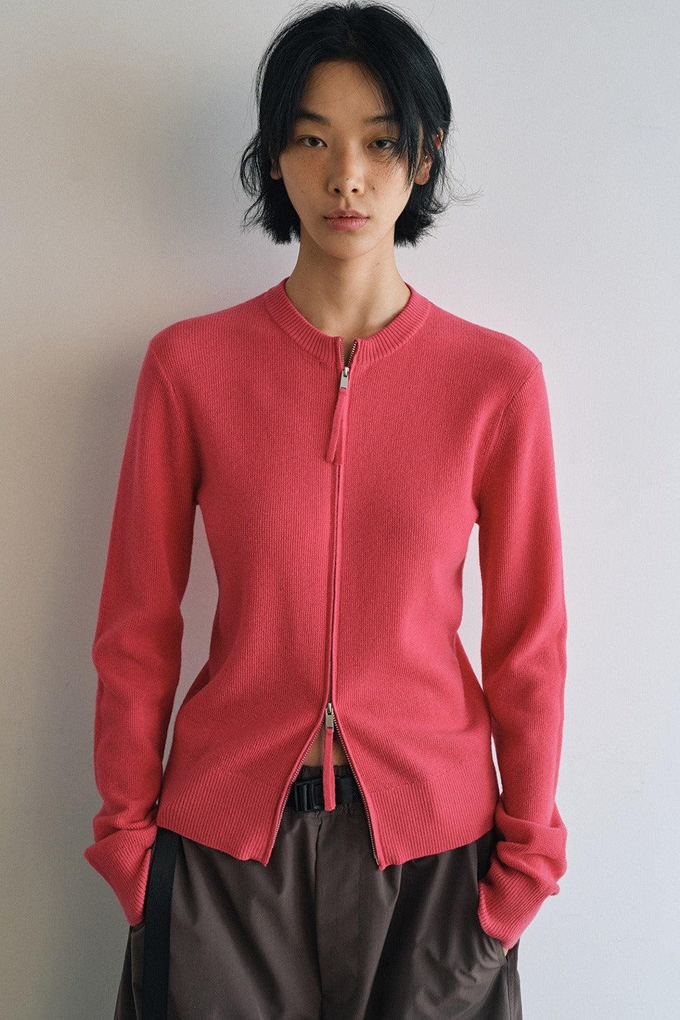 100% wool snug fit dual zipper cardigan | 5 color