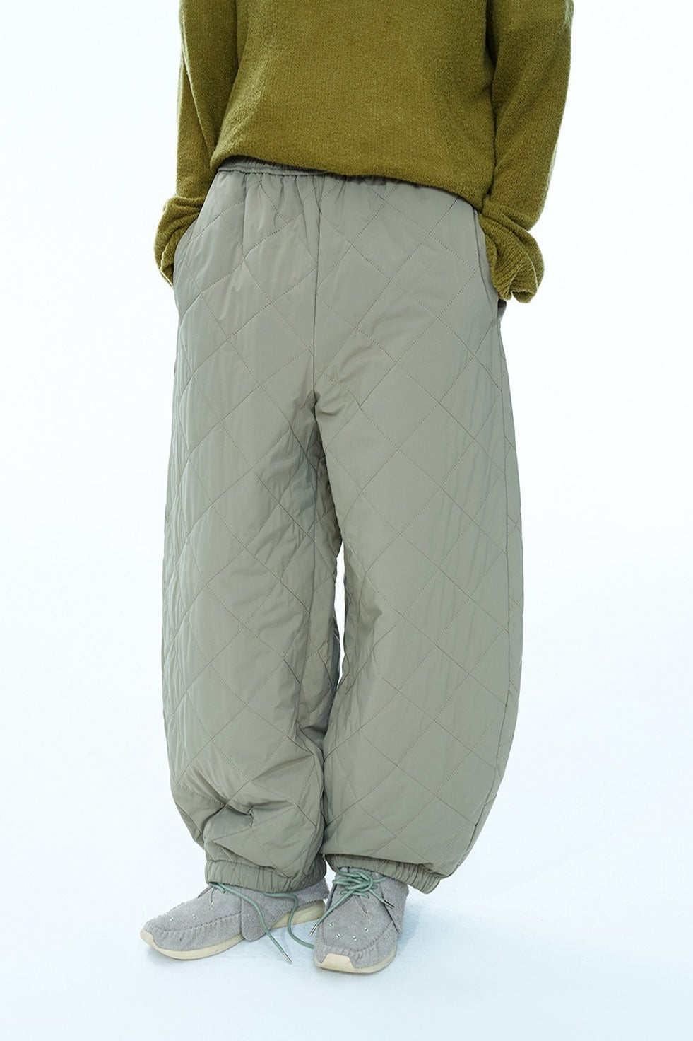 Wool-cotton filling cozy quilted loose pants | 4 color