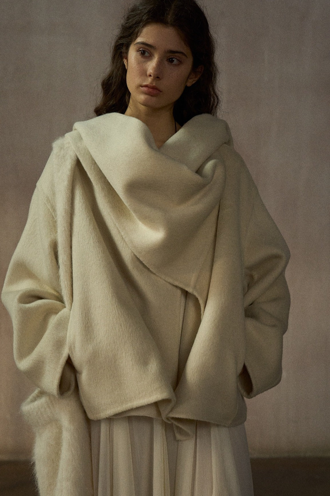 Wool-silk-angora double-faced jacket scarf collar | 4 color