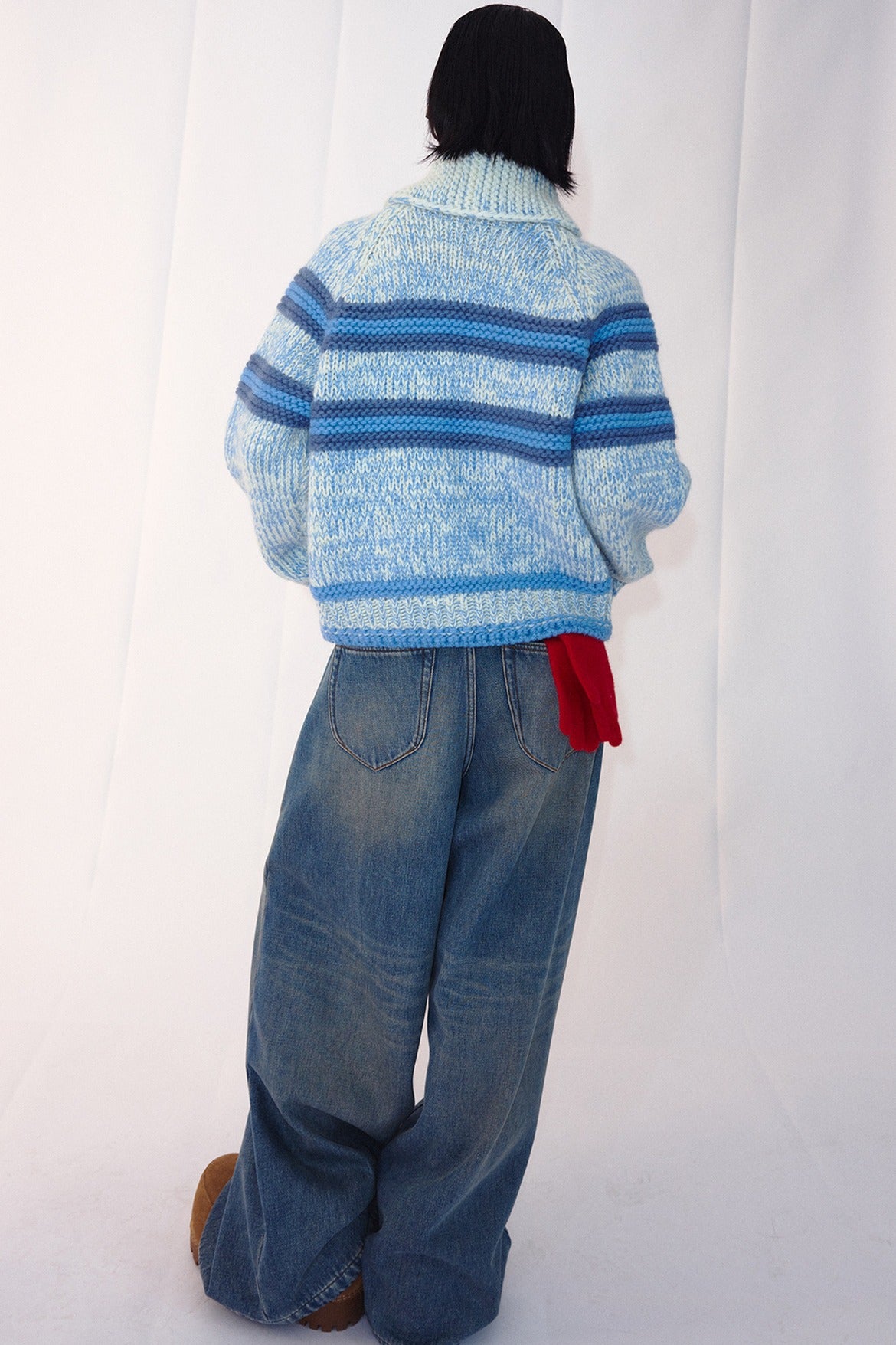 100% wool chunky marled knit sweater cardigan | 2 color